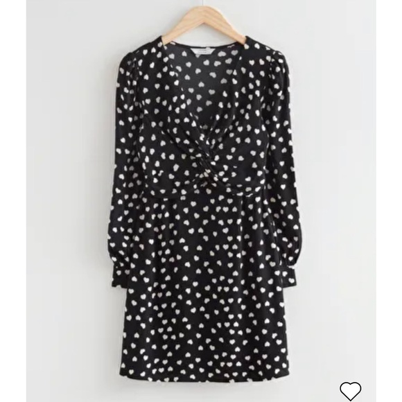& Other StoriesTwisted Front Heart Print Mini Dress, Size 36 / US S, NWT - Picture 1 of 3